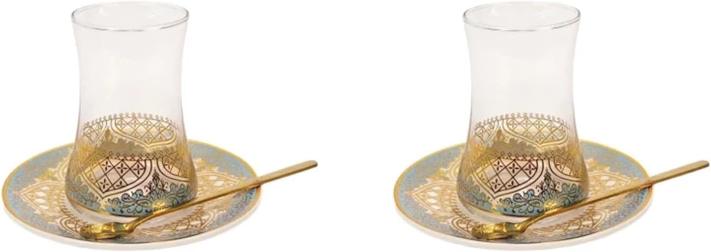 Cup and Saucer Set Coffee Cup Simple Household Master Cup Beautiful Teacup and Saucer Set(2 Cup Saucers Spoon)