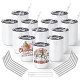 AGH 12oz Sublimation Wine Tumbler Blanks Wine Glasses Set of 12, Stainless Steel Insulated Wine Tumb