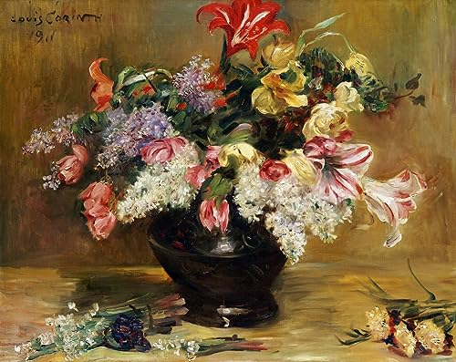 Prints Toile Amaryllis lilas et tulipes Lovis Corinth haute définition