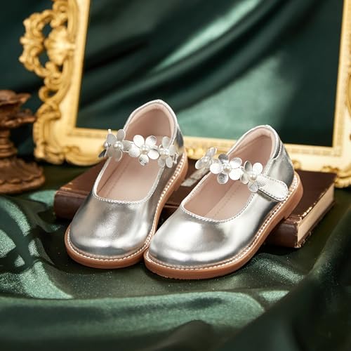 Image of Kiderence Toddler Girl Mary Jane School Uniform Dress Shoes Oxford Flats | Wide Toe Box Great Comfort for Student Shoe and Flower Girl Shoe for Wedding, Parties, Church