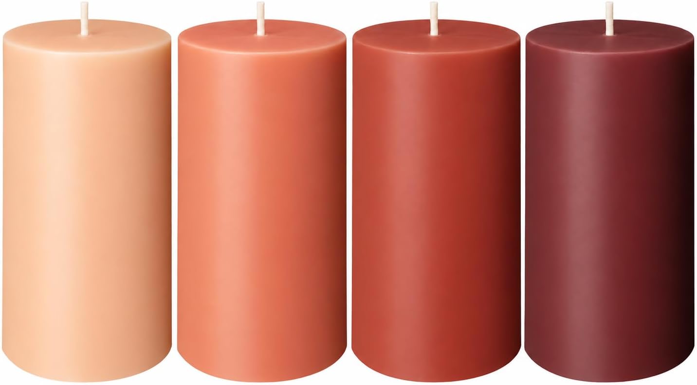 Earth Tone 2x4 Inch Pillar Candles for Fall Thanksgiving Decor