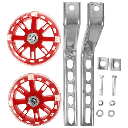 Kit de ruedas de entrenamiento y soporte estabilizador ajustable Wakauto para bicicletas de 12 a 20 pulgadas, soporte de apoyo rojo con ruedas silenciosas para aprender a andar en bicicleta miniatura 1