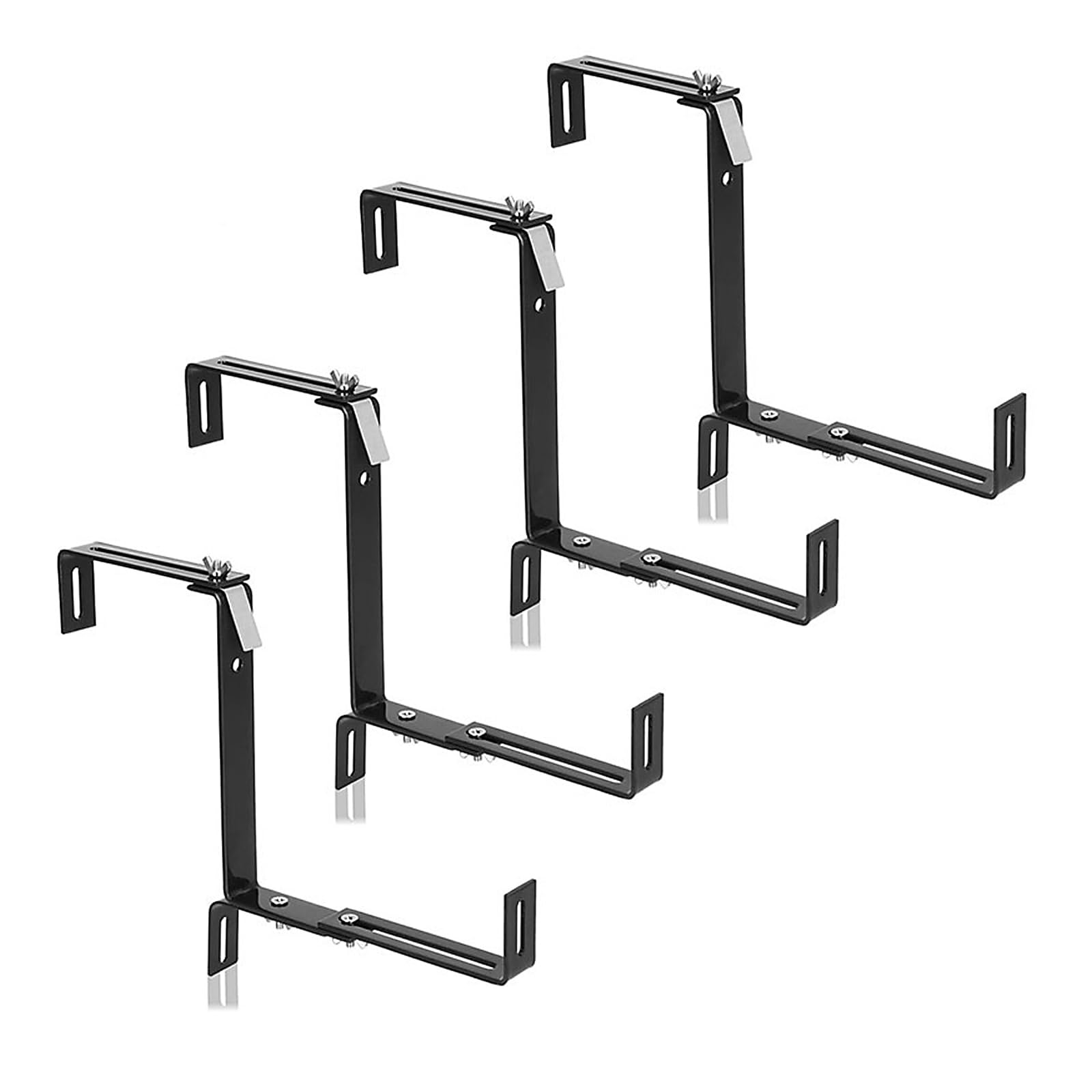 Balkon Blumenkastenhalterungen Verstellbar Klemmgeländer 4er Set, Metallhalter mit 3-14cm Passführung und 5,5-8,6