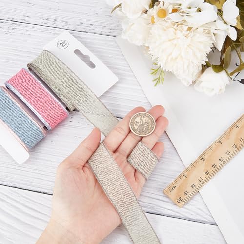 CRASPIRE 3 Rolls Wired Edge Ribbon 1inch Pink Blue Green Mesh Burlap Peep Ribbons Fabric Wedding for Christmas Valentine's Day Easter Holiday Box Wrapping Wreath Bowknot Home Decor DIY Craft - Image 3