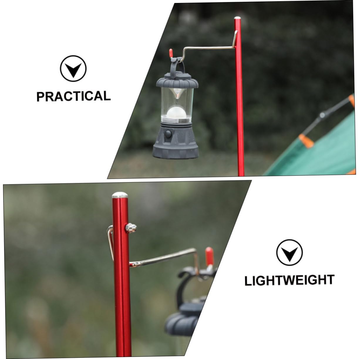 VICASKY Mini Picnic Table Bracket Metal Lamp Pole Lamp Holder Camping Table Lantern Holder