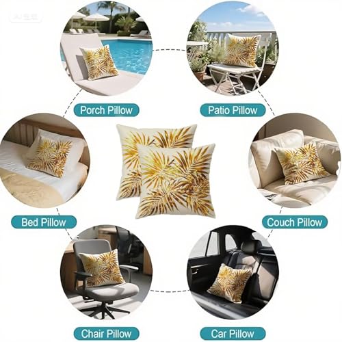 Taie oreiller 60x60 dore carre lin double face impermeable balcon - 7