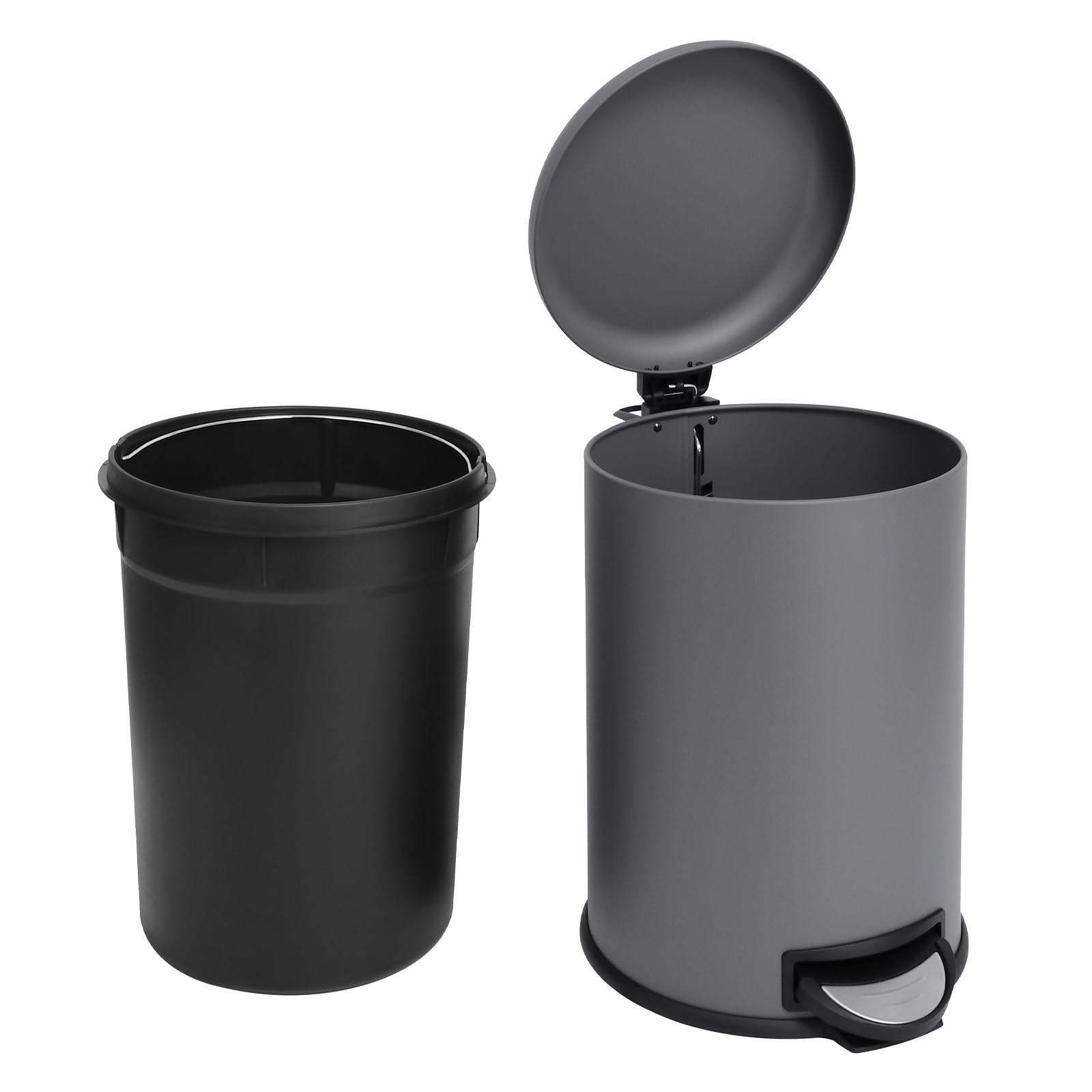 SVITA T20 Poubelle à pédale Gris 20 l Avec intérieur rond Aide à la cuisine