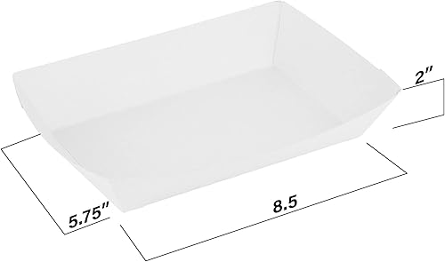 Miniatura 2 de MT Products Bandejas de papel desechables para alimentos, 5 libras, bandejas blancas lisas para nachos (paquete de 50), fabricadas en los Estados