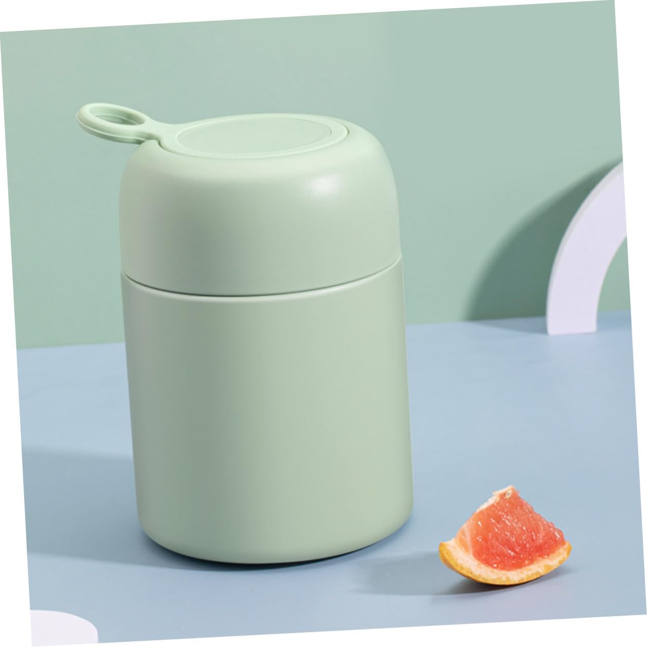Insulated Food Jar 500ml Leakproof Portable Soup Cup with Foldable Spoon Green Vacuum Thermal Lunch Container for Students and Office Use