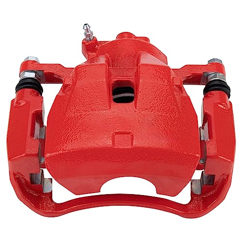 Image of TRQ Front Brake Caliper Set Painted Red Brackets Compatible with 2012-2018 Toyota Avalon 2012-2017 Camry 2016-2018 Lexus ES350