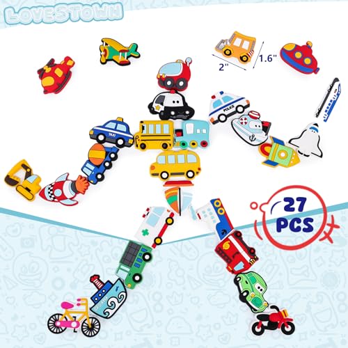 Lovestown HLT0590 27Pcs Transports Rubber Fridge Magnets For Kids- Aircraft, Boat, Vehicle, Car Refrigerator Magnet thumb #1