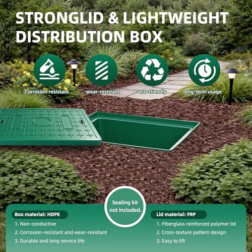 Underground Splice Box with FRP Cover–13.4 * 13.4 * 14 in Heavy-Duty Electrical Junction Box, PE Pull Distribution Pit Access, Deep Electrical Junction Box for Buried Wiring & Low Voltage. by GZHDIAN - Image 3