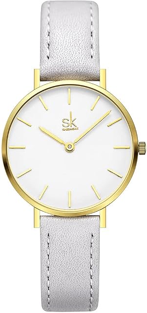 SHENGKE SK Ultra Thin Minialist Women Watches Simple Two Hands Ladies Dress Watch Leather Strap