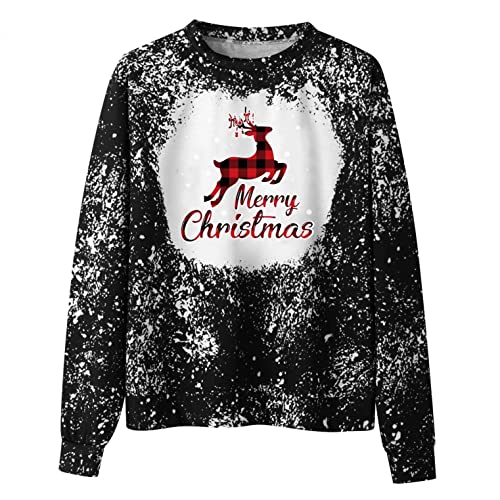 HJHGJ T-shirt de Noël unisexe à manches courtes avec col rond et manches courtes pour l'automne et l'hiver, Noir , XL Cover