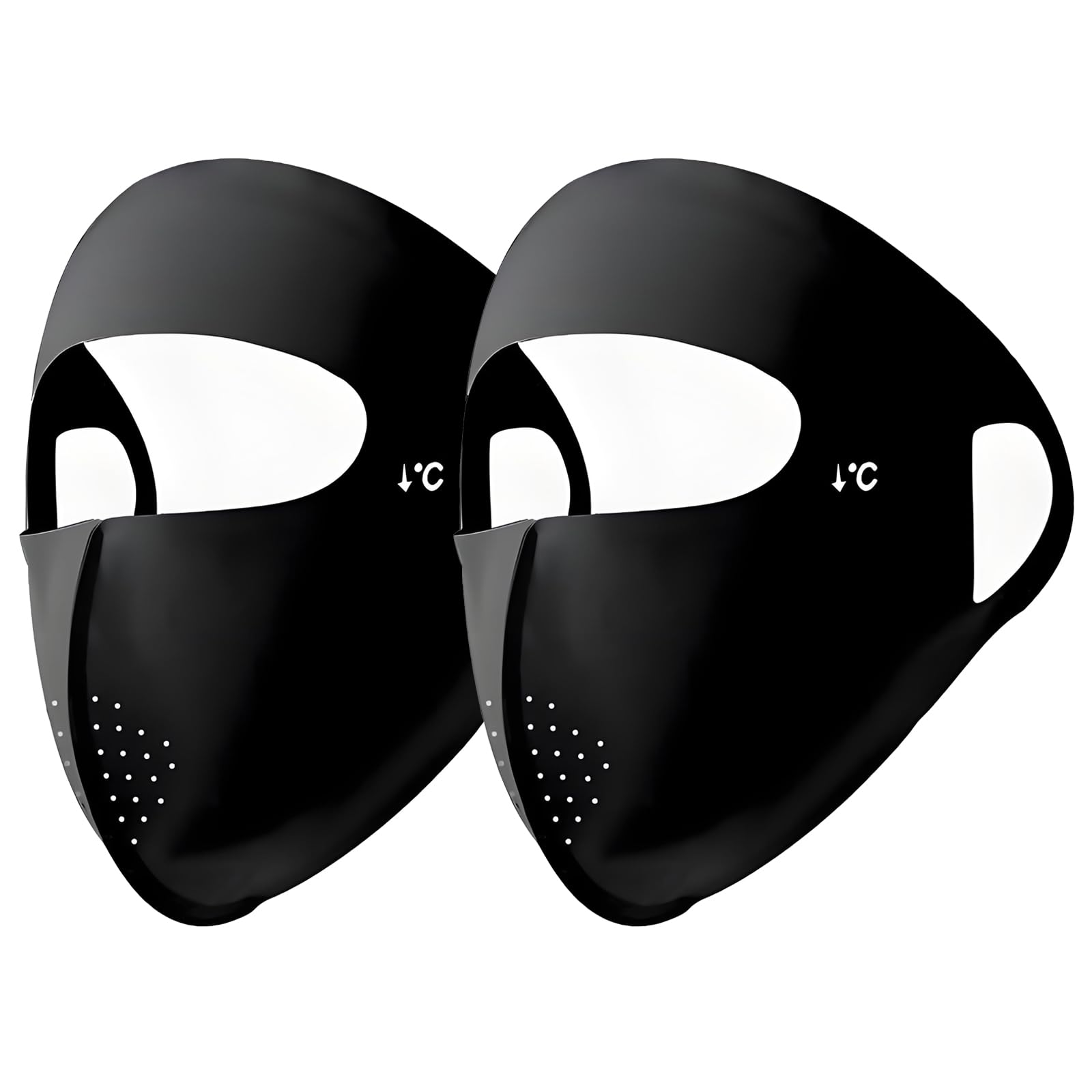 Vanolu UPF 50+ Full Face Mask UV Protection Full Face Sun Shield, Breathable Cooling Ice Silk Summer Face Mask for Women & Men (Black*2)