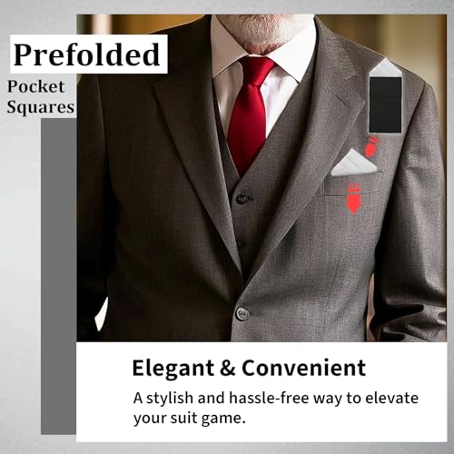 Image of Mens Pre-Folded Pocket Squares on Card Pocket Handkerchief for Suit Accessories