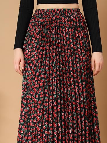 Image of KZULLY | Floral Printed Maxi Skirt | Comfortable Elastic Waist | Stylish Morden and Comfortable Looking | Fashionable and Modern Look Perfect for Any Event| Polyester, Crepe| for Women