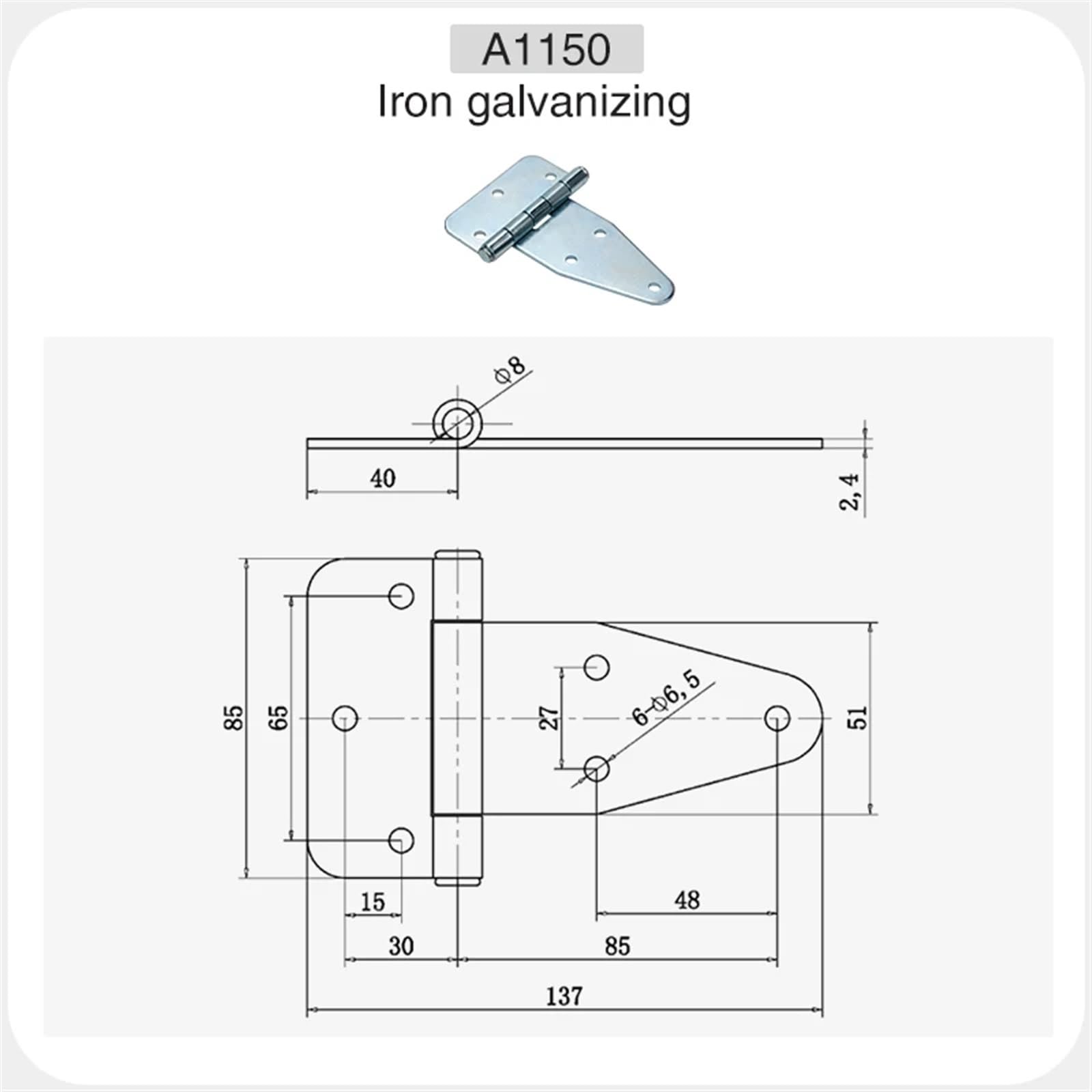 Bisagra en T de alta resistencia Bisagra de fundición de acero inoxidable 304 Bisagra de escotilla de puerta Bisagra de puerta de gabinete Bisagra de horno(Iron galvanizing)