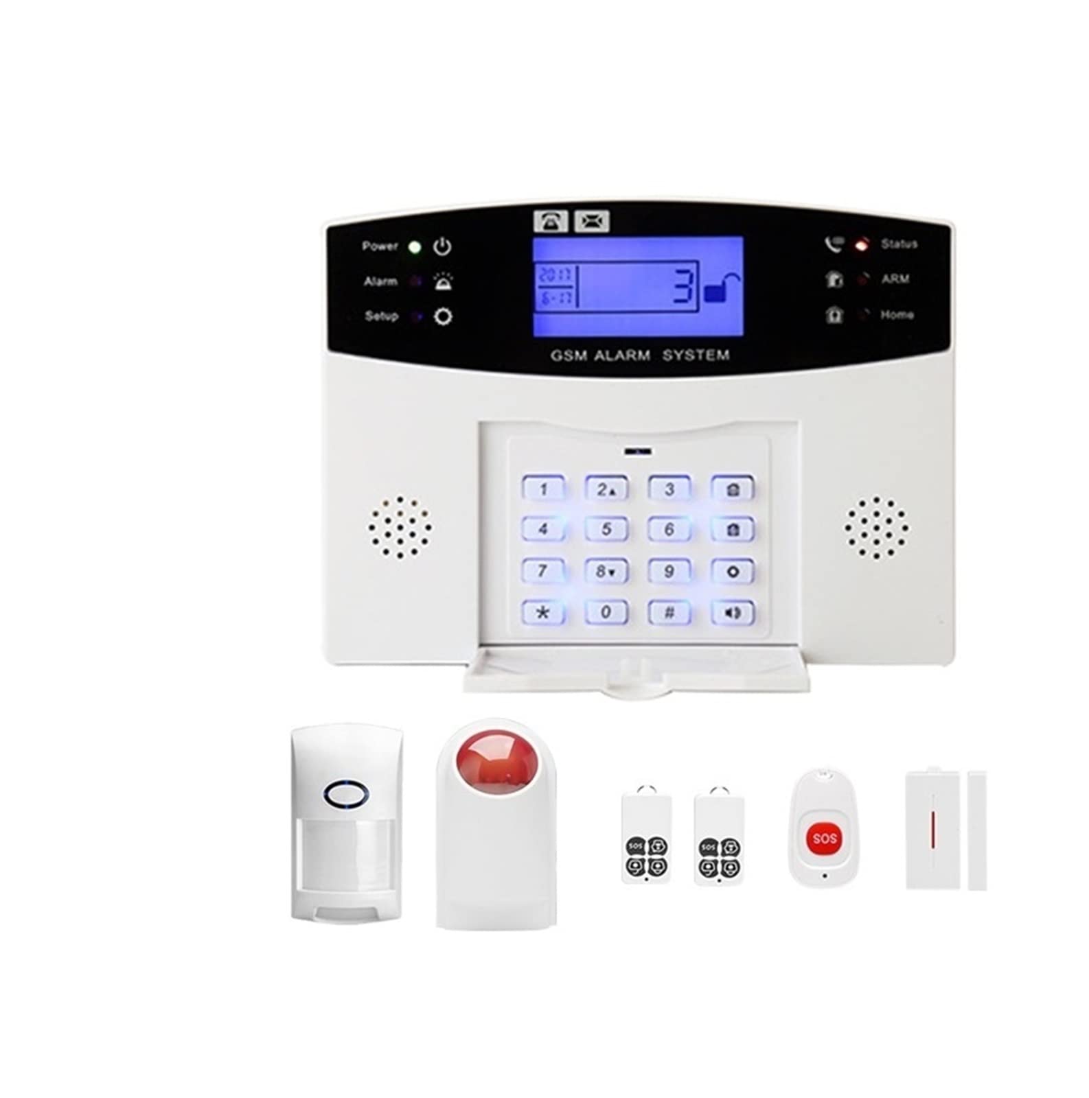 Kit Alarma Casa, Tuya GSM WiFi Sistema de alarma Smart Home ladrón de ladrones 43 3MHz Zona de cable inalámbrica Pir Sensor de movimiento de humo(G)