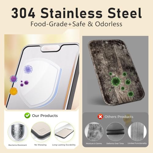 Tabla de Cortar Universal Mejorada FIRE HIVE de Doble Cara, Acero Inoxidable de Alta Dureza y Polipropileno Platycodon, con Ranura para Jugos, para Uso en Cocina y Hogar miniatura 3