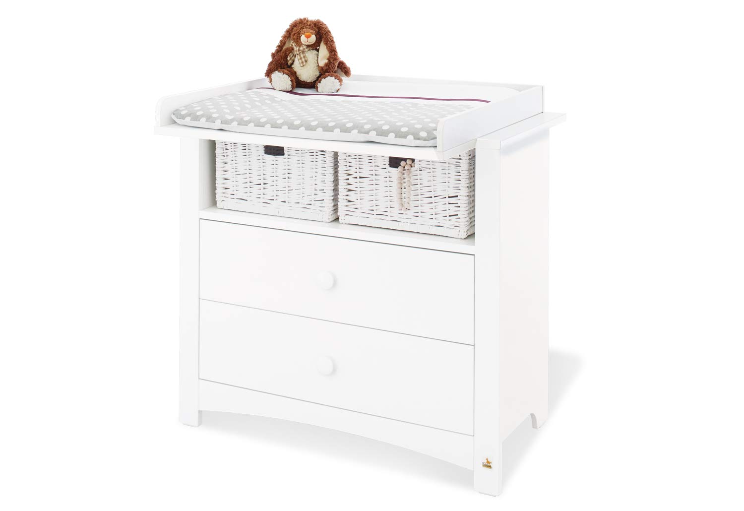 PINOLINO Kinderzimmer-Set Florentina breit groß, 3-tlg. mit Kinderbett, Wickelkommode und Schrank, weiß
