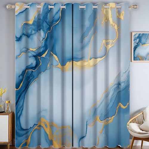 Rideau art imprimé marbre feuille d'or 3D chic 140x240cm