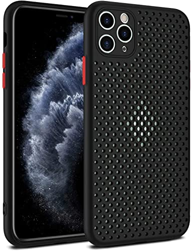 Image of Heat Dissipation Cover for iPhone, Ultra Slim Breathable Hollow Design, Full Camera Lens Protection Shockproof TPU Cooling Case (Black,iPhone 12 Pro Max)