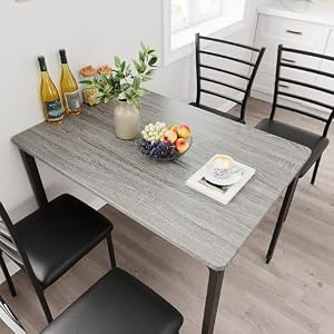 GarveeHome 5-Piece Kitchen Dining Room Table Chair Set for Small Space, Indoor Modern Dinette Set for 4, Square Dinner Table Set for Dinette (Grey, Dining Table with 4 Chairs) — photo 2 of 6