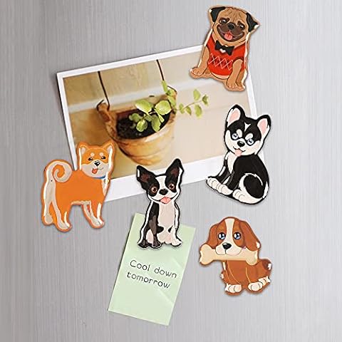 6 Packs Cartoon Fridge Magnets, Cute Dogs Kitchen Magnets, Home Office Notice Message Magnetic Stickers for Refrigerator Whiteboard Home Decoration Cover