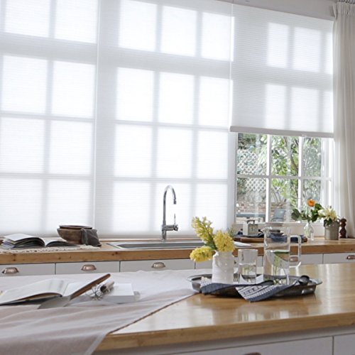 Honeycomb Cellular Shades Cordless Light Filtering For Windows Inside & Outside Mount, 29" W X 64" H, White(Light Filtering) #TOP7