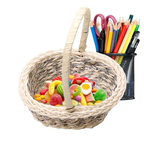 Petits Paniers Tressés Avec Poignées | Paniers Miniature en Rotin Imitation | Accessoire Déco Rustique pour Mariage Anniversaire Pâques Chambre Bébé ou Salon