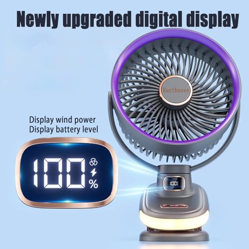 Image of Auto Rotating Oscillating Fan for Bedroom,Portable USB Rechargeable Desk Fans Small Quiet, 5 Speed Mini Table Fan for Office,Clip on Fan for Bed,Cooling Fans for rooms,Vintage Fans for living room