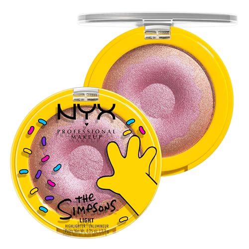 NYX PROFESSIONAL MAKEUP Homer Simpson Donut Highlighter Makeup, Frosted & Buttery Shimmer Powder Formula, The Simpsons Collaboration, Vegan & Cruelty-Free - Donut Mind If I Do (Rose Gold)