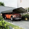 12x25 FT Metal Carport, Heavy Duty Carports Canopy with Galvanized Steel Frame & Roof, Outdoor Garage Car Port for All-Weather, Outdoor Galvanized Shelter for Car, Boats and Truck