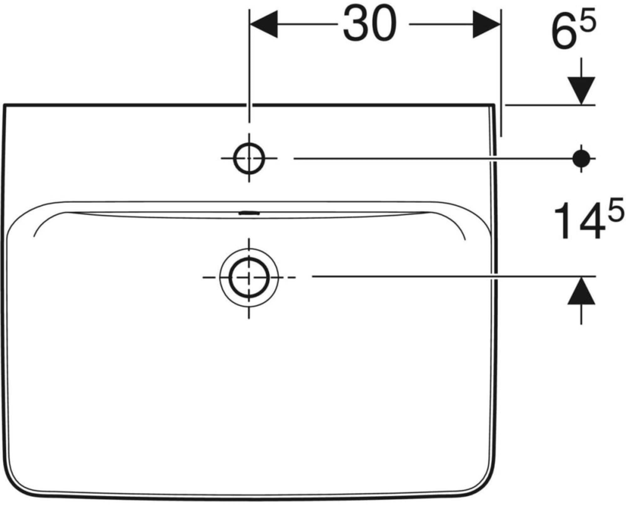 Geberit Renova Plan, Waschtisch, 60x48 cm, 1 Hahnloch, mit Überlauf, 501636, 501.636.00.1, Farbe: weiß matt