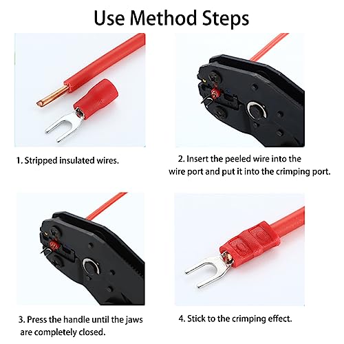 Tnisesm 610Pcs M4/M5/M6/M8 Fork Spade Connector Quick Splice Crimp Terminals Insulated Automotive Wire Connectors Set Tn-T17 #TOP4