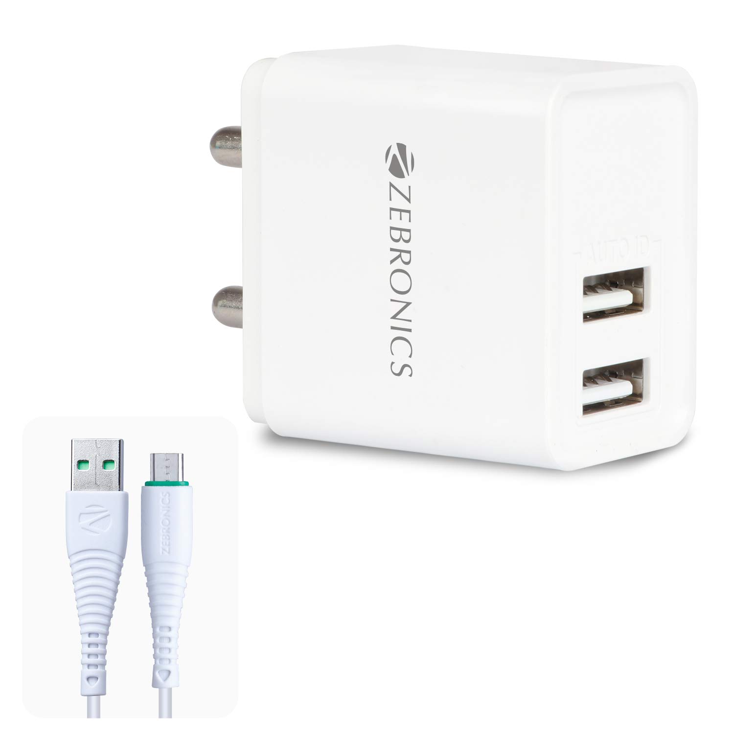 ZEBRONICS Zeb-MA5223 USB Charger Adapter with 1 Metre Micro USB Cable, 2 USB Ports, 2.4A Output, for Mobile Phone/Tablets (White) (B08W1Y1HVR) Amazon Price History, Amazon Price Tracker