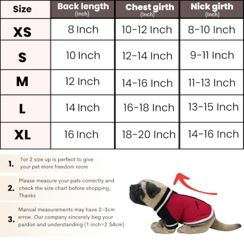 Image of Lulala Pet Puppy Clothes to Keep Warm in Autumn and Winter, Knitted Sweater, Teddy Poodle Clothes, Small Dogs Jacket Suitable for Pets (Red, 8 Inch)