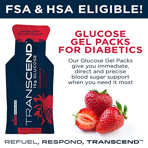 image for Transcend Glucose Gel Packs - Strawberry - 15 Pack (1.1oz Each) - FSA/