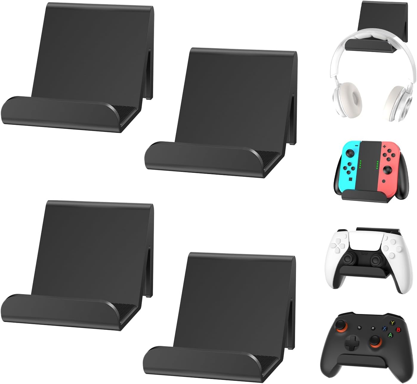 6amLifestyle 4 Pack Controller Holder Stand Built in Anti-Slip Pads for PS5 PS4 Xbox One Switch Pro Gamepad Controller Wall Mount Adhesive/Screws, Universal Controller Accessories Shark 14 Mini