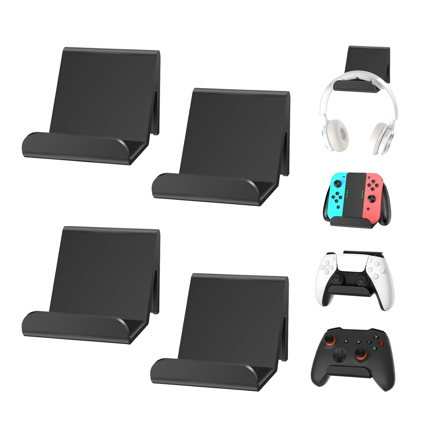 6amLifestyle 4 Pack Controller Holder Stand Built in Anti-Slip Pads for PS5 PS4 Xbox One Switch Pro Gamepad Controller Wall Mount Adhesive/Screws, Universal Controller Accessories Shark 14 Mini