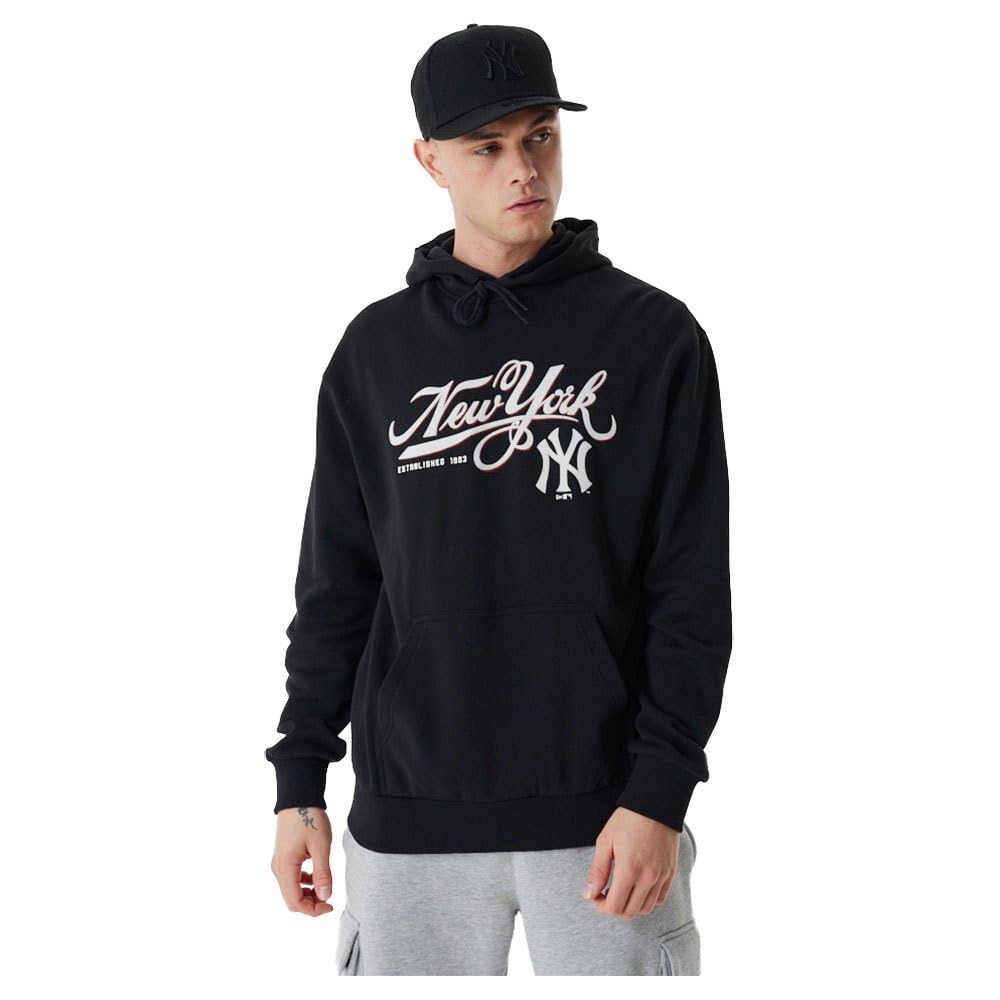 New Era MLB Retro Grphc Os Hoody Neyyan Blkwhi New York Yankees Sudadera con Capucha Hombre (Pack de 1)