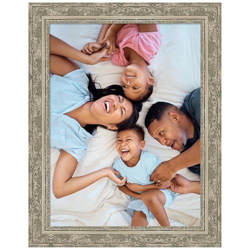 Amanti Art 18x24 Picture Frame, Filigree Silver Wood Framing for your Wedding Photos, Family Pictures, Diploma, Certificate, Kids Art Gift for Mom or Poster Wall Decor
