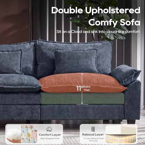 Image of URRED Oversized Modular Sectional Sofa，Blue：157 inch U Shaped
