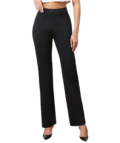 Agenlulu Womens 28 30 31 5 High Waisted Dress Pants Petite Regular Tall Stretchy Straight Leg Office Work