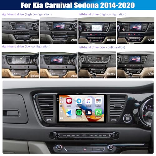 [4+128G] Android 15 Car Radio Stereo for Kia Carnival Sedona 2014-2020 with Wireless Carplay&Android Auto,9 Inch Car Radio with Mirror Link Bluetooth FM/RDS WiFi GPS EQ DSP SWC+AHD Backup Camera by AMprime - Image 2