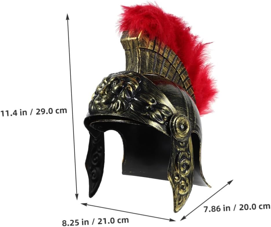 2pcs Roman Soldier Helmet and Gold, Ancient Roman Warrior Headwear for Men, Historical Roleplay and Masquerade Costume Accessory