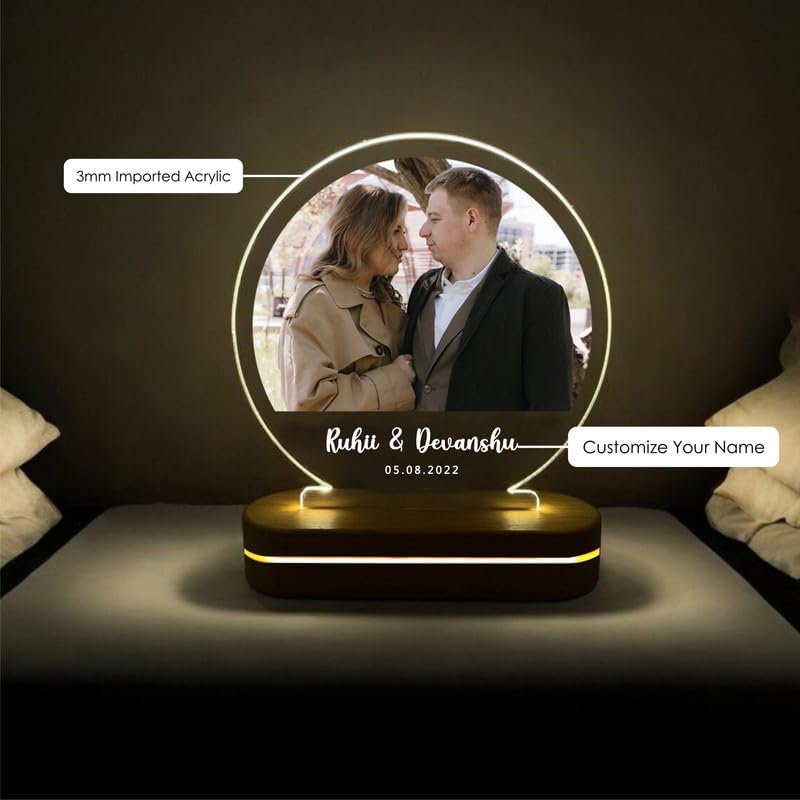Image of THE GRANDEUR LED Photo Lamp, Marriage Gifts for Wedding, Personalised Anniversary, Birthday, Gift for Couples, Husband, Wife, Wedding, Valentine's Day (Precious Love)