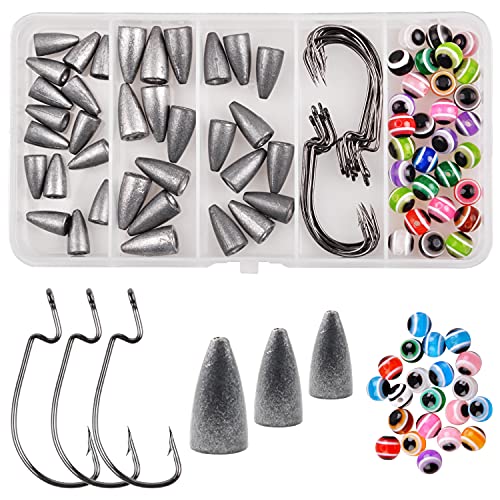SILANON Texas Rig Carolina Fishing Rig Kit,80/182pcs Bass Fishing Tackle Set Included Worm Sinkers Weights Barrel Swivel Fishing Beads Split Ring Offset Worm Hooks