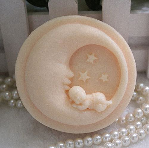 Moldfun Moon, Sleeping Baby And Stars Art Craft Silicone Mold For Handmade Soap, Lotion Bar, Bath Bomb #TOP1